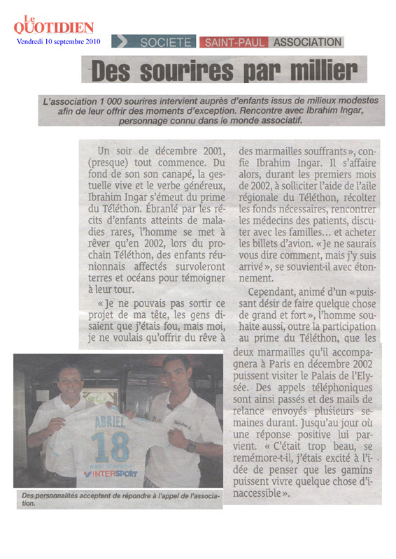 Ibrahim INGAR : Etendre mon action pour toucher un maximum d’enfants… Ibrahim INGAR : Etendre mon action pour toucher un maximum d’enfants…