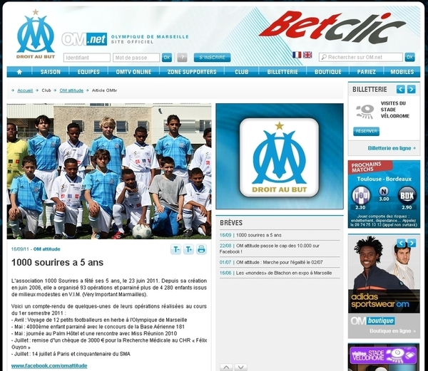 OM.net parle de 1000 Sourires OM.net parle de 1000 Sourires