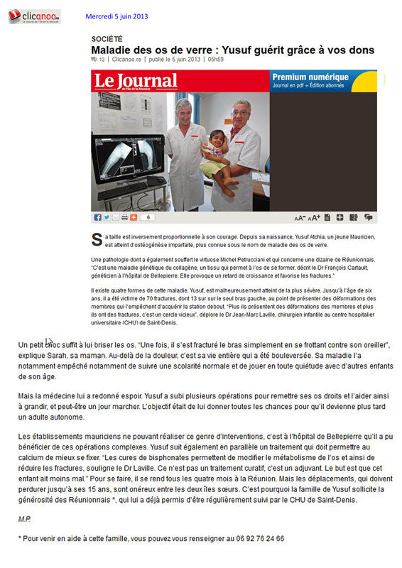 Solidarité : Aider Yusuf à guérir ... Solidarité : Aider Yusuf à guérir ...