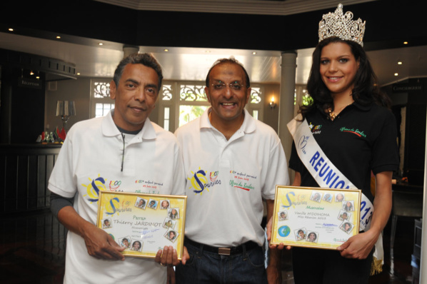 <center>Miss Réunion  et  Thierry Jardinot,<br> nouveaux parrains de 1000 Sourires<br>   émerveillent les marmailles  au Lux* - Ile de la Réunion