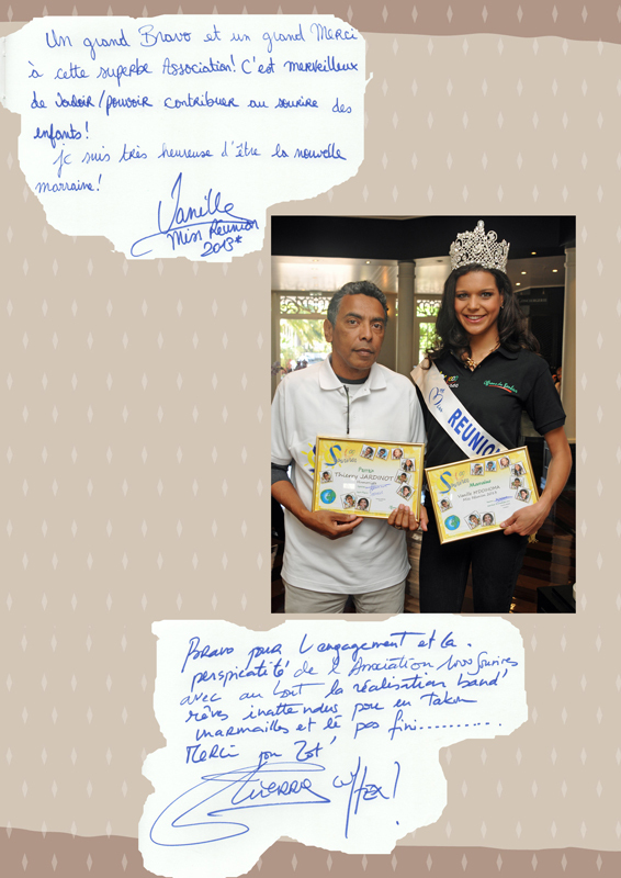 <center>Miss Réunion  et  Thierry Jardinot,<br> nouveaux parrains de 1000 Sourires<br>   émerveillent les marmailles  au Lux* - Ile de la Réunion