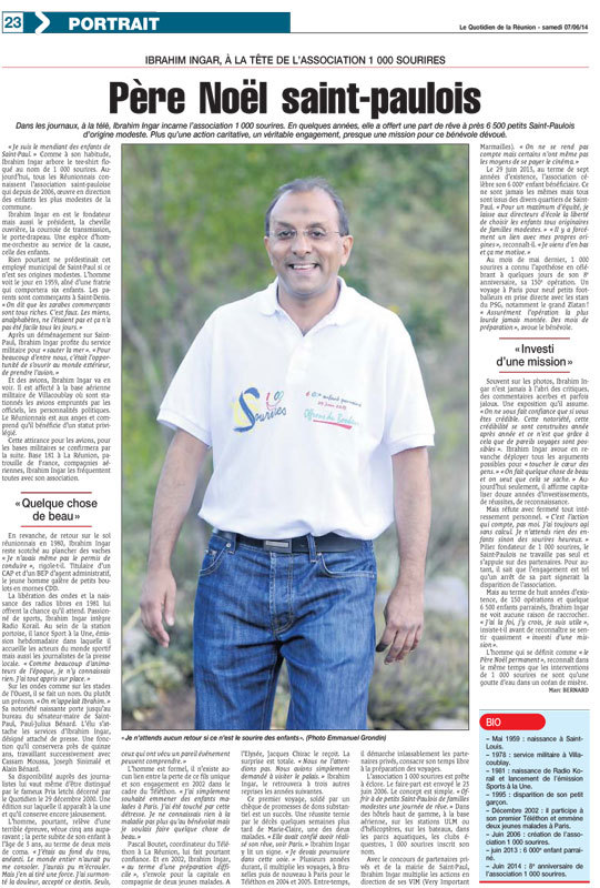 <center>Ibrahim Ingar fait la Une <br>  du Quotidien