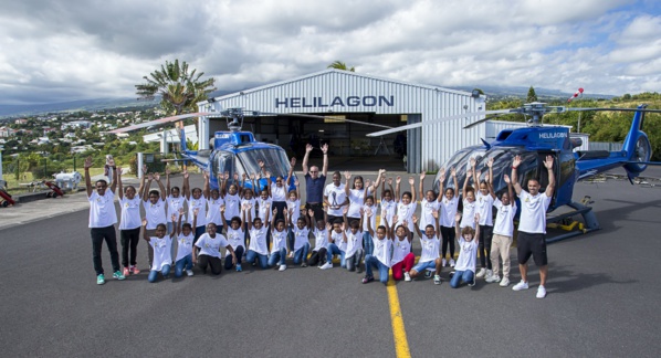 <center> Hélilagon : les marmailles de 1000 Sourires s’envolent  avec Kadidiatou Diani,<br> Fabrice Abriel et Jérémy Morel !