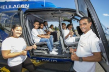 <center> Hélilagon : les marmailles de 1000 Sourires s’envolent  avec Kadidiatou Diani,<br> Fabrice Abriel et Jérémy Morel !