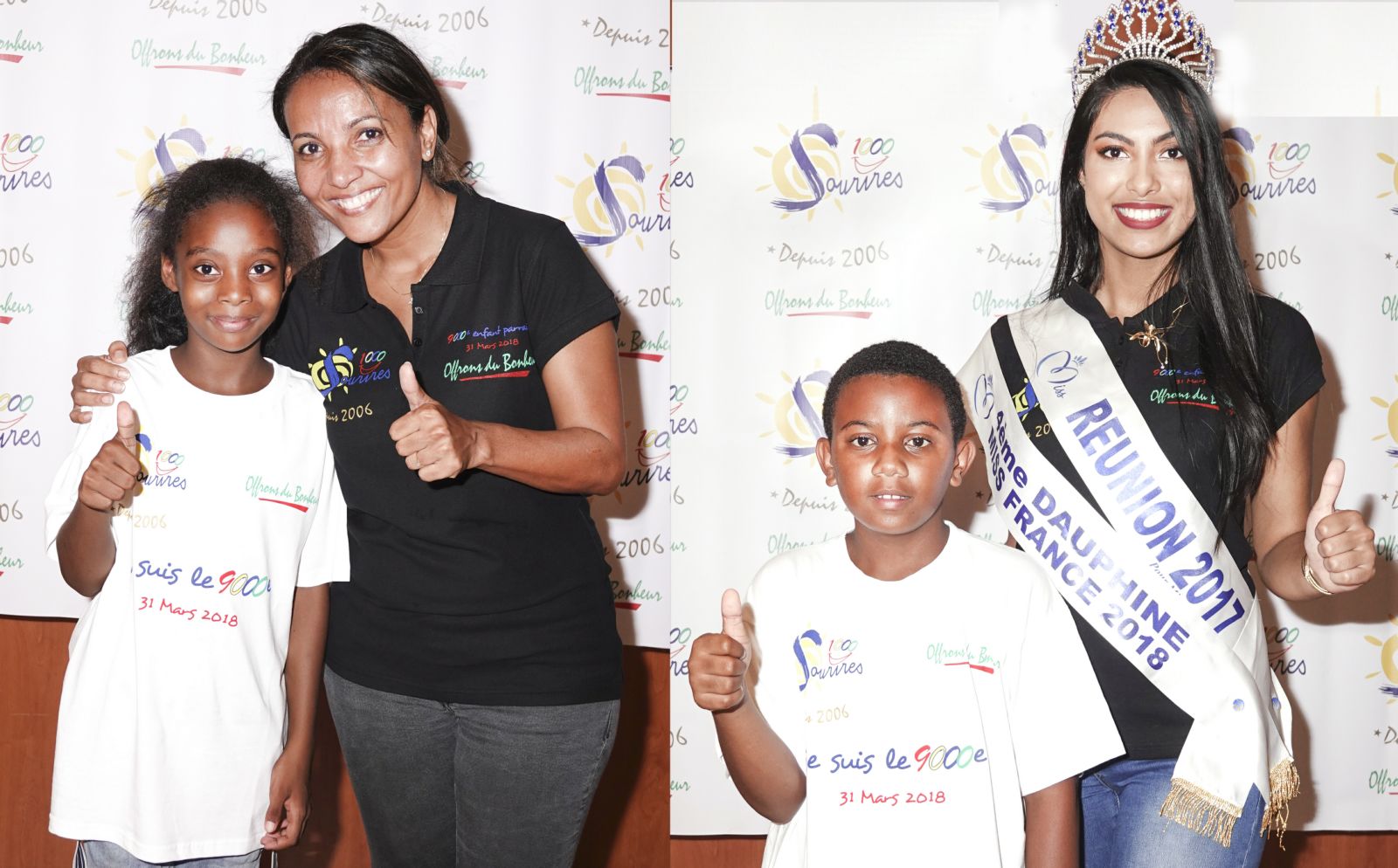 <center>1000 Sourires fête son 9000e enfant <br>parrainé avec le Palm Hôtel & Spa et Canal+