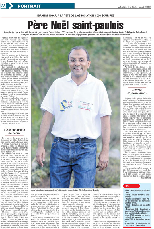 <center>Ibrahim Ingar fait la Une <br>  du Quotidien