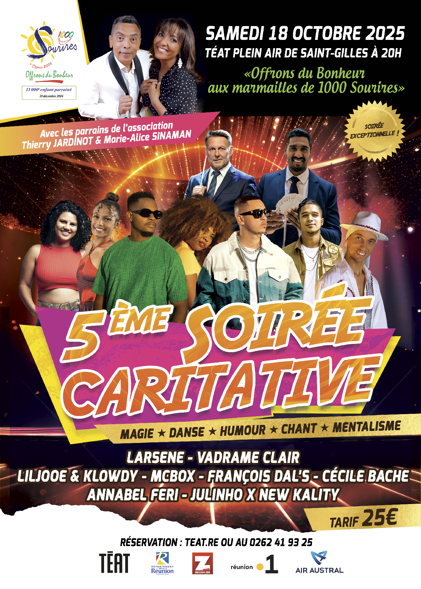 <center>Magie et danse au LUX Saint-Gilles* <br>Vadrame Clair, Julinho et François Dal’s enchantent <br>les marmailles de 1000 Sourires