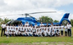 <center> Sébastien Nativel, Marie-Alice Sinaman, Thierry Jardinot  et Abdoul  fêtent les 11 000ème enfants parrainés <br>par 1000 Sourires